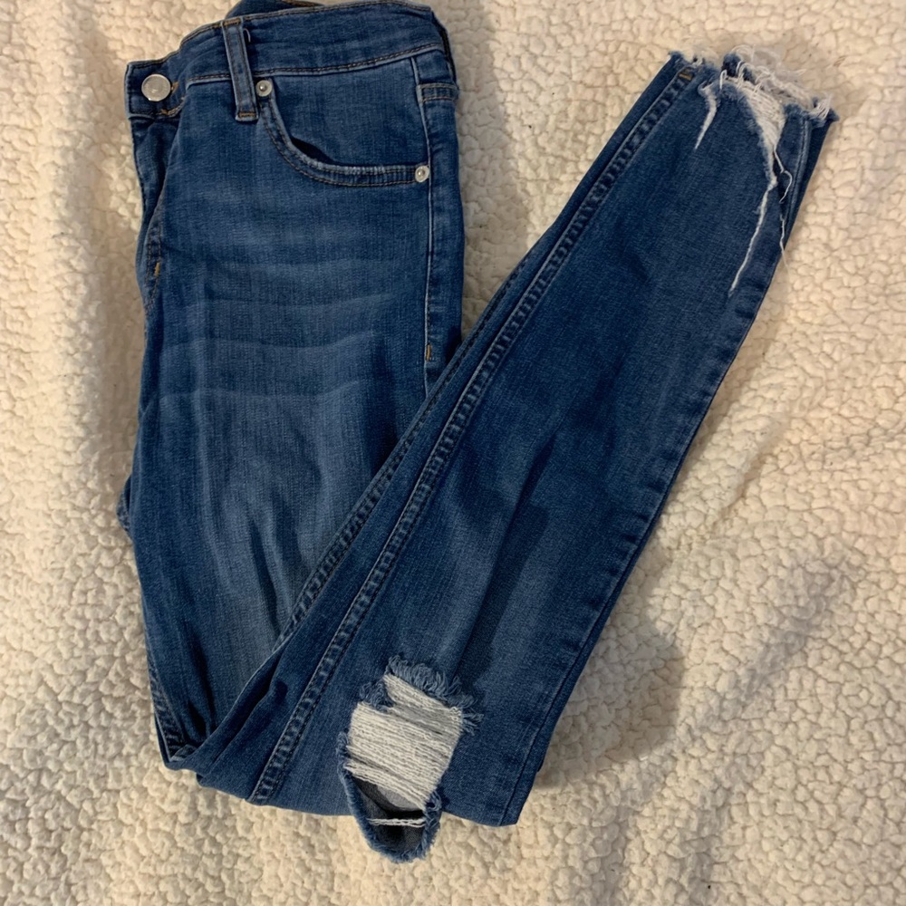 Free People high waisted skinny distressed jean